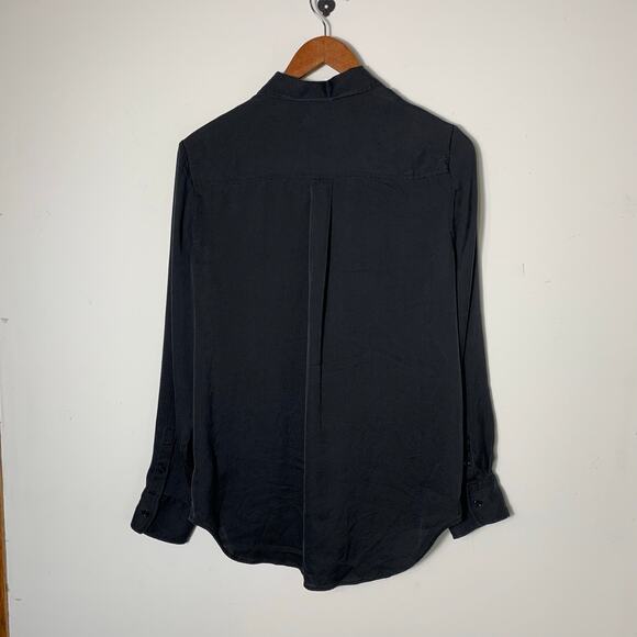 Womens Quince Washable Stretch Silk Blouse Black Long Sleeve Size L EUC! - Picture 4 of 4